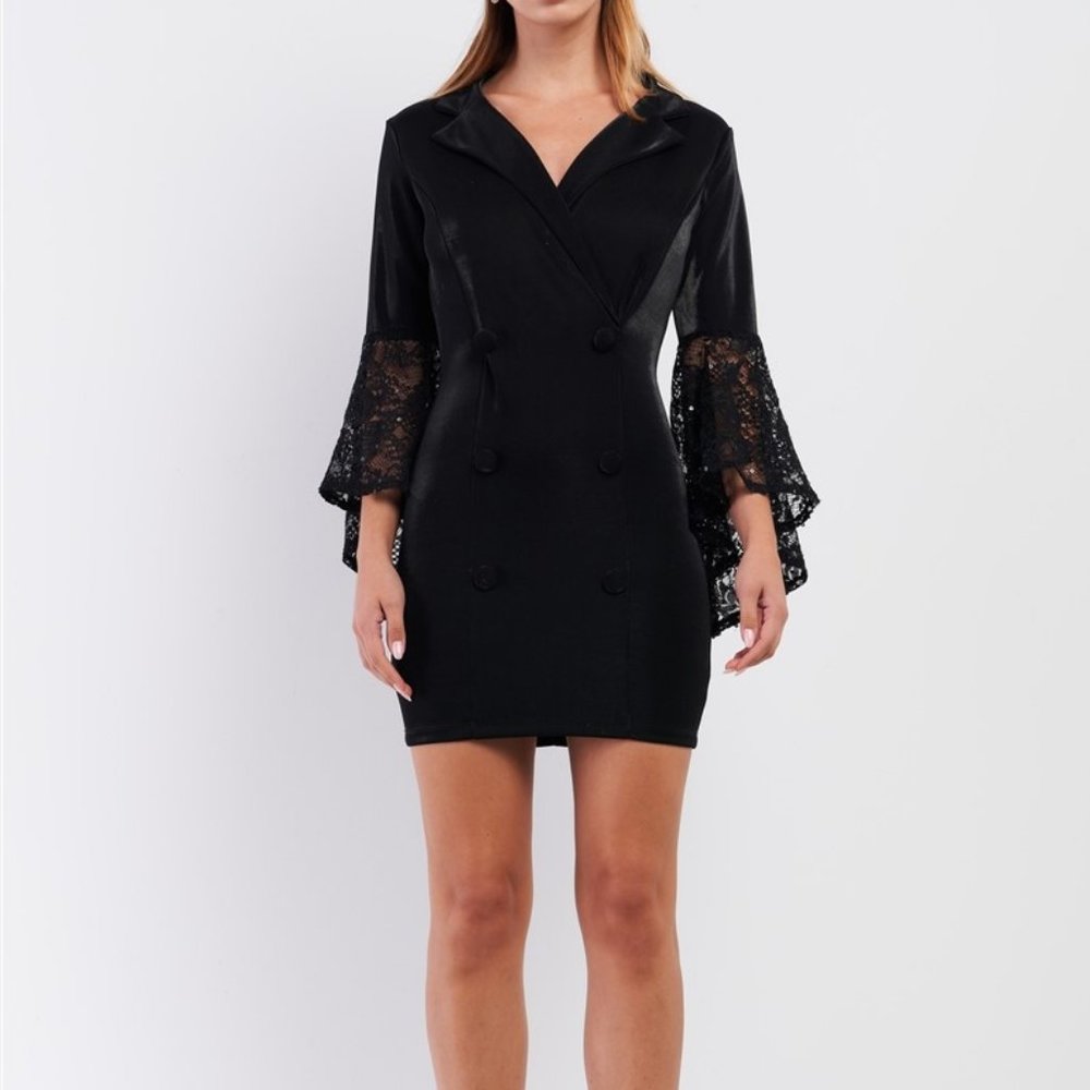 Blazer Dress W Lace Sleeves *ALL ITEMS ARE NEW FROM MY CLOSED BOUTIQUE* #9027